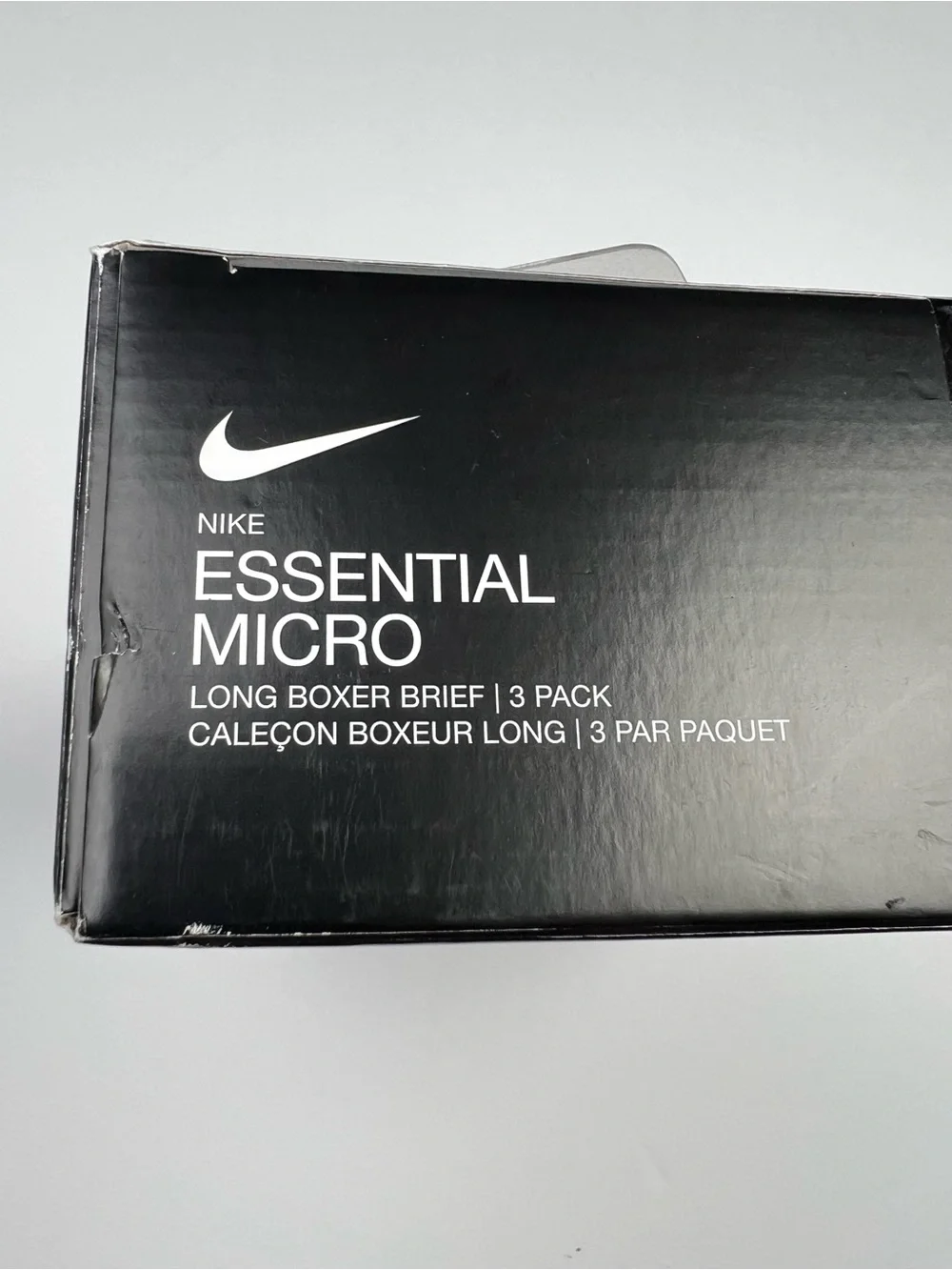 Nike 3 Pack Long Boxer Briefs Essential Micro Dri-FIT Black White Men’s Size L